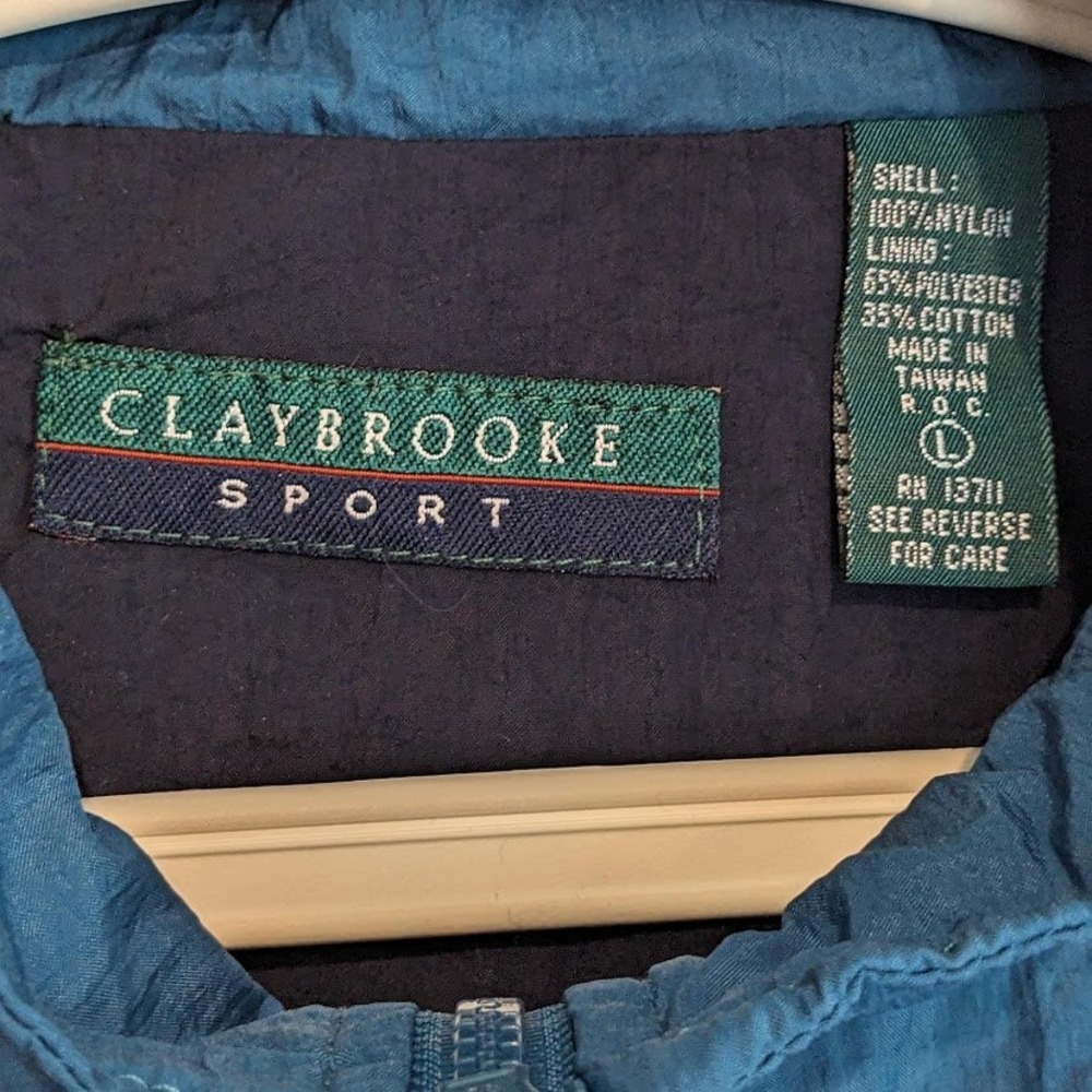 Vintage Claybrooke Sport Windbreaker Jacket 90s Colorblock Teal Navy Purple XL - Picture 2 of 12
